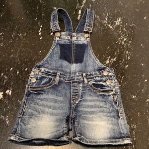 Girls Silver Jean short overalls size8